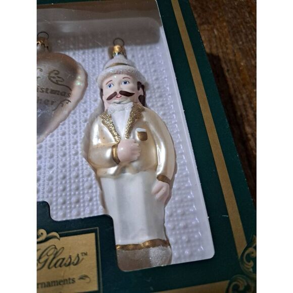 Kringle Glass Kurt S Adler Ornament Set Bride Groom Couple Heart 1st Christmas - Picture 4 of 6